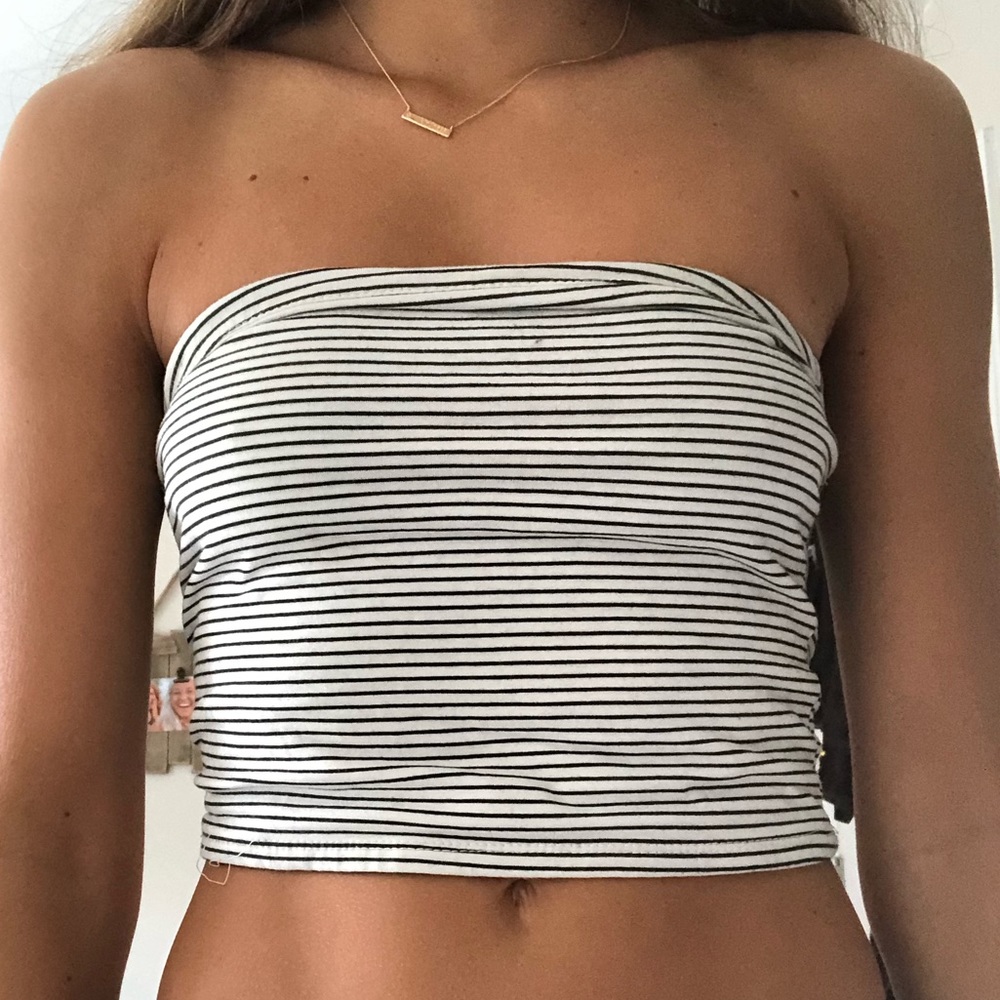 Striped black and white crop top